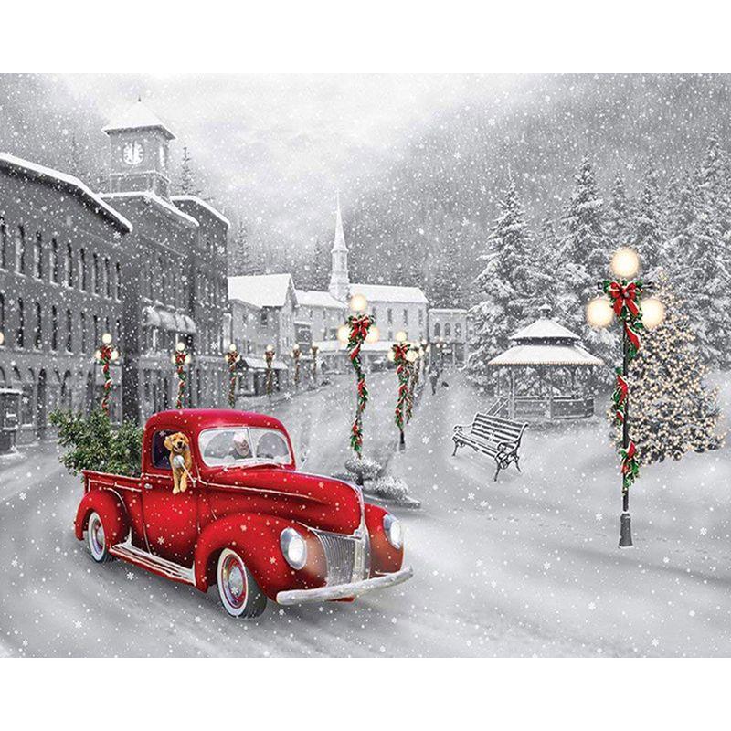 Полный круглый алмаз картина ручной работы зимний пейзаж вышивка крестом 5d Алмазная вышивка дом пейзаж декор