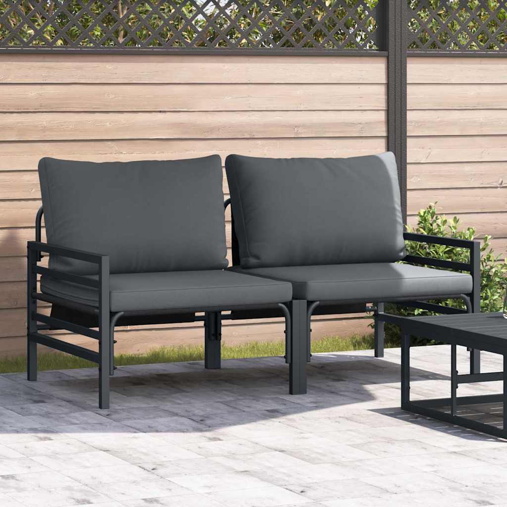 Garden Furniture with Cushions 2 Pieces Anthracite 80 x 80 x 71 cm Steel