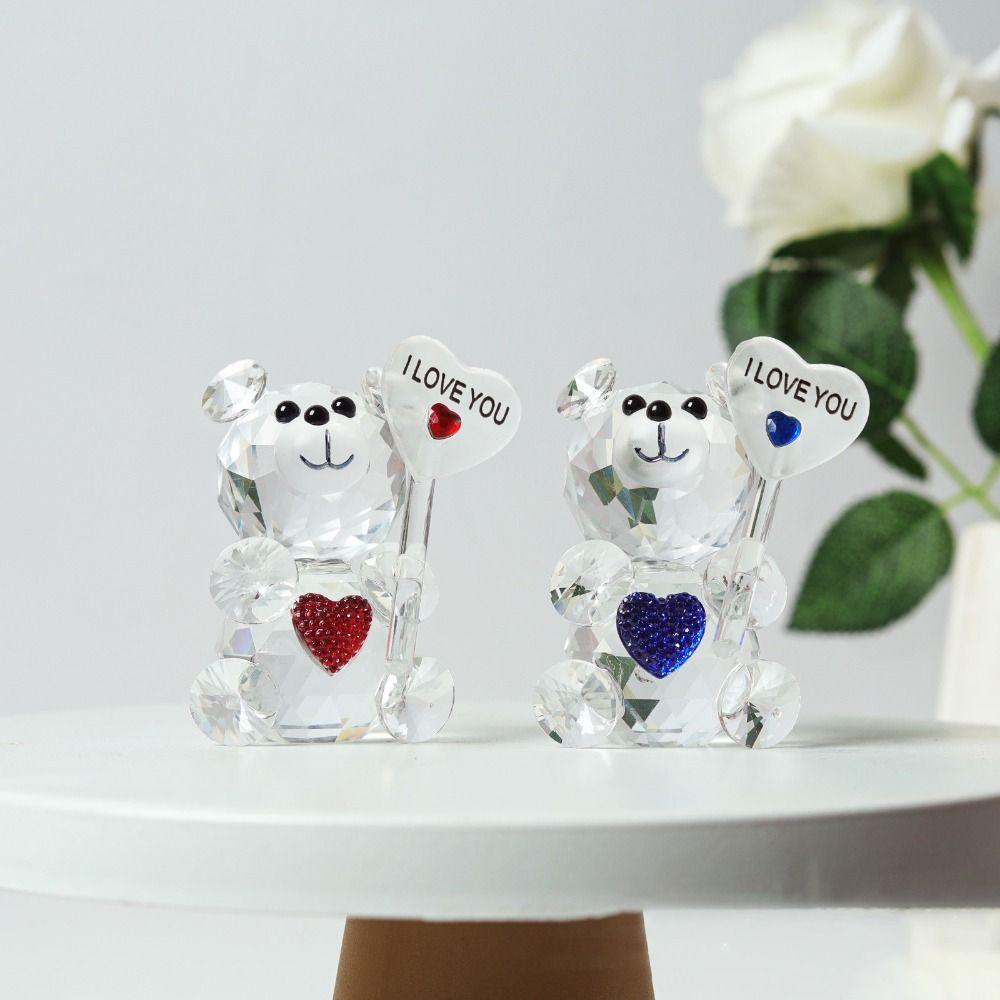 Креативная хрустальная фигурка медведя с надписью «Я люблю тебя» Украшение для рабочего стола Подарок для подружки невесты