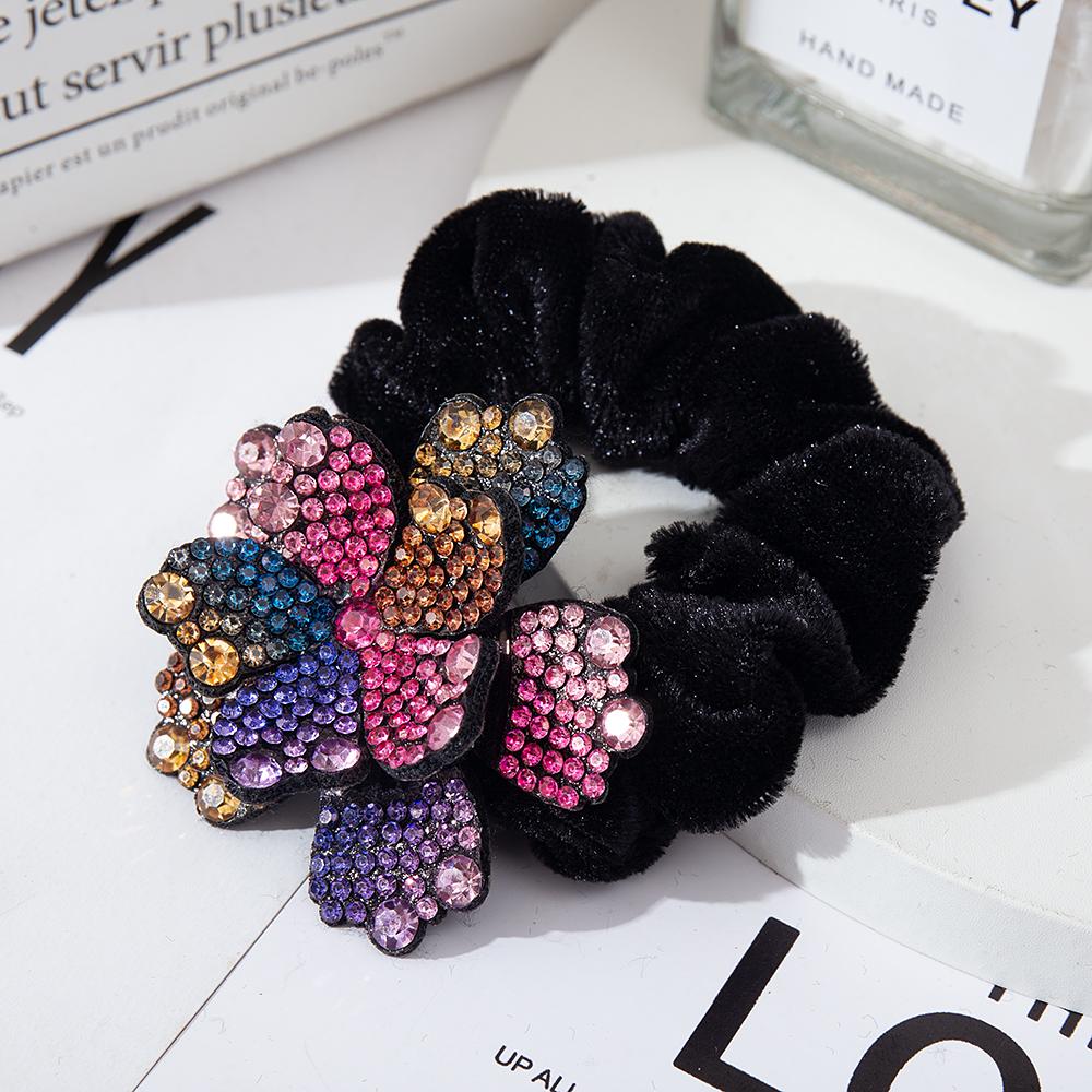 Женские резинки для волос со стразами, бархатные эластичные резинки для волос, цветочные кольца для волос, резинки для волос, хрустальные головные уборы, аксессуары для волос