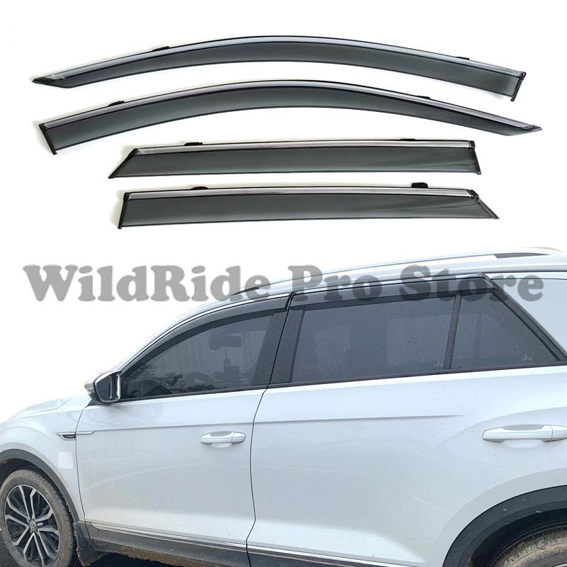 1 комплект Совместимо с Volkswagen T-Roc 2018-2024 Дефлекторы окон (ветровики) Формованные Утолщенные Защита от дождя на окна Модификация Ac
