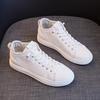 100% Genuine Leather Women White Shoes High Top Fashion Sneakers Ladies Shoes Casual Soft Breathable