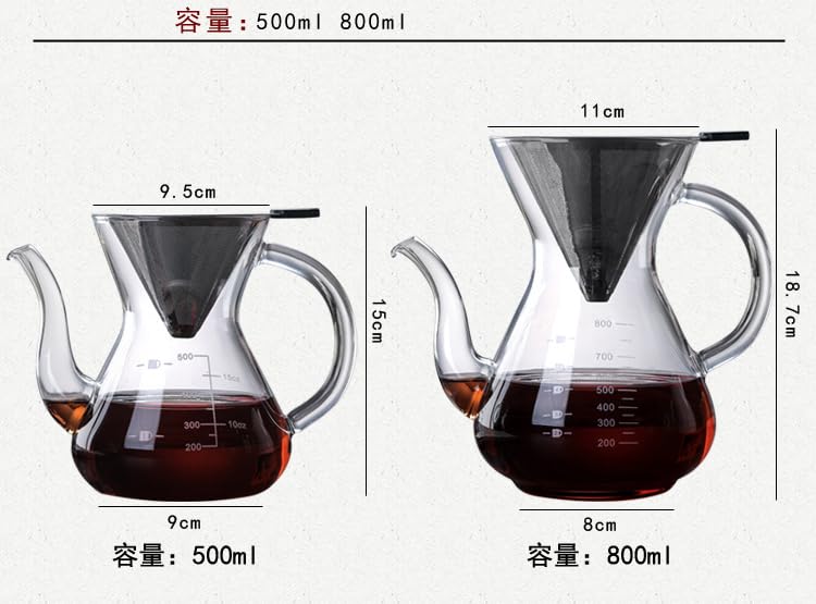 Кофейный сервер Gugrida, капельный кофейный сервер, ручной капельный кофейный сервер, устойчивый к жаре и холоду, материал из высокоборосиликатного стекла, устойчивый к воздействию, (Клюв 800мл)