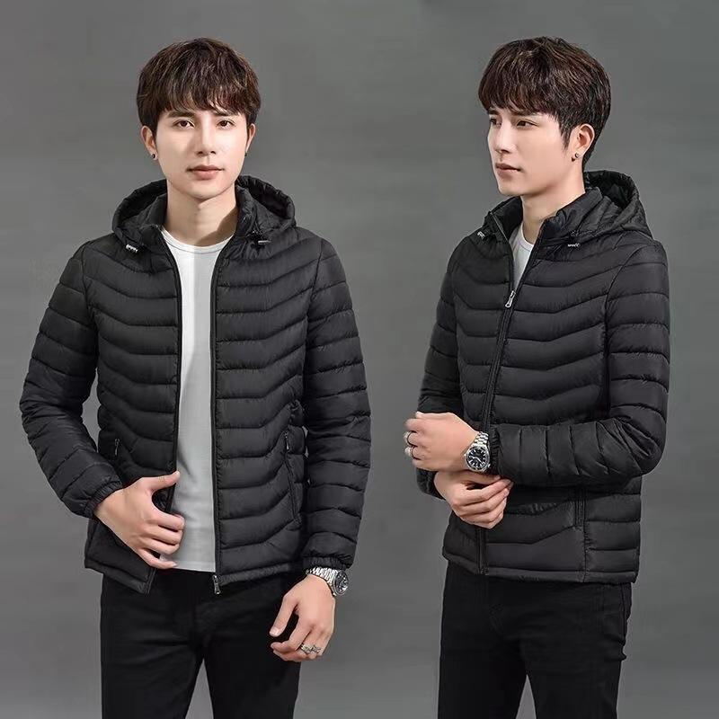 Light Down Cotton-padded Clothes Men's Short Hooded Warm Cotton Clothes Large Size Youth Autumn and Winter Jacket