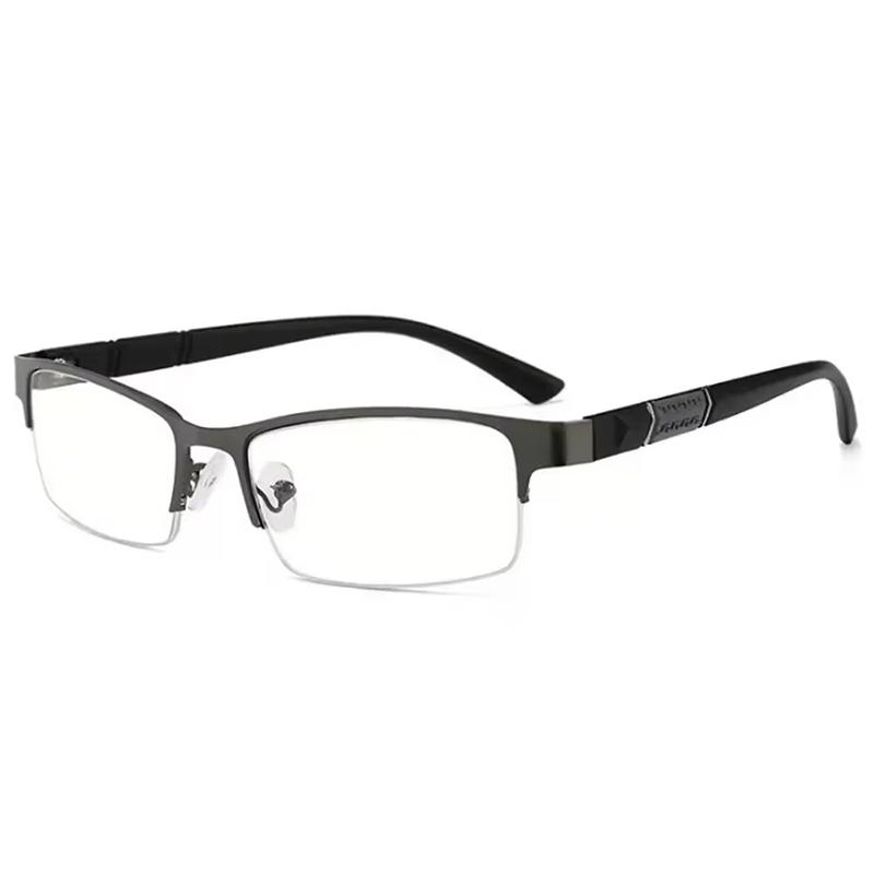 Classical Half Frame Men Business Glasses Ultralight Flexible Eyewear Men Metal Black Frame Blue Light Blocking Clear Lens Square Eyeglasses
