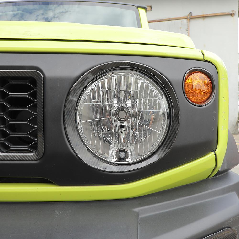 Headlamp Grille Trim Front Turn Signal Light Front Fog Lamp Decoration Cover Stickers For Suzuki Jimny 2019 Up ABS Carbon Fiber Car Accessories