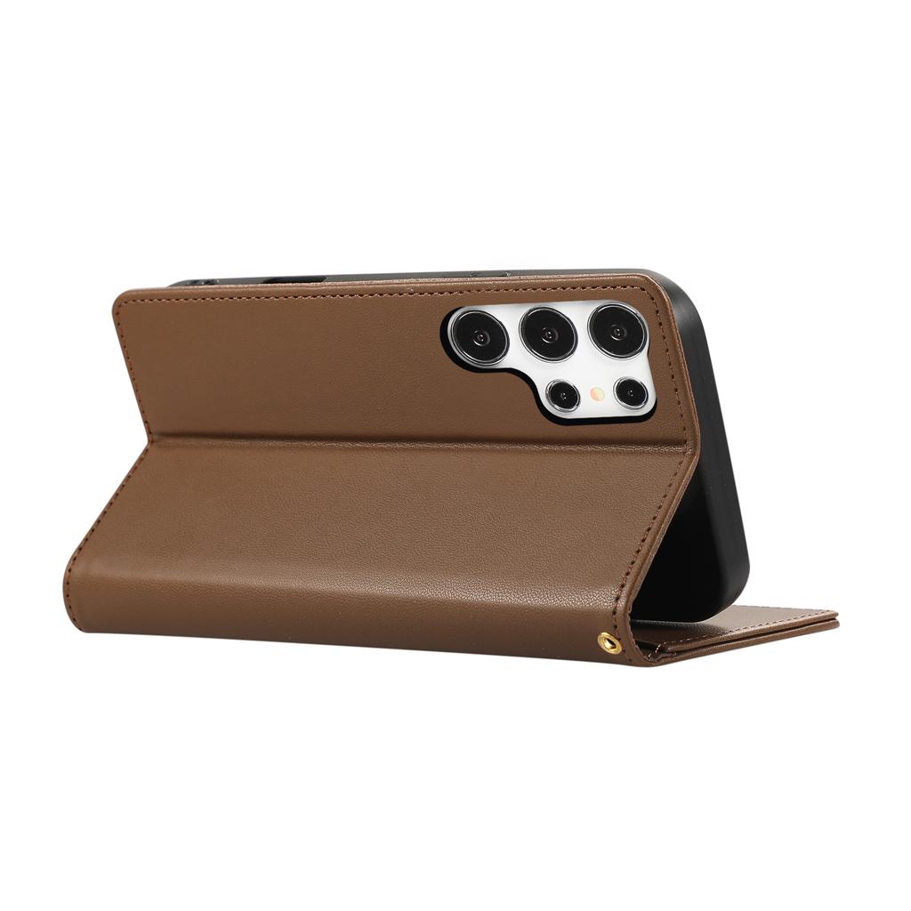 Чехол-кошелек с блокировкой RFID и подставкой для Samsung Galaxy S25 Ultra, ромбовидная кожаная крышка для телефона с ремешком на запястье