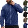 TEMU Men's Suede Zipper Jacket Solid Color Splicing Design Simple Solid Color Jacket