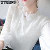 Белая рубашка с рюшами и воротником, женская весенне-осенняя корейская шифоновая рубашка, женская блузка с длинными рукавами, маленькая рубашка