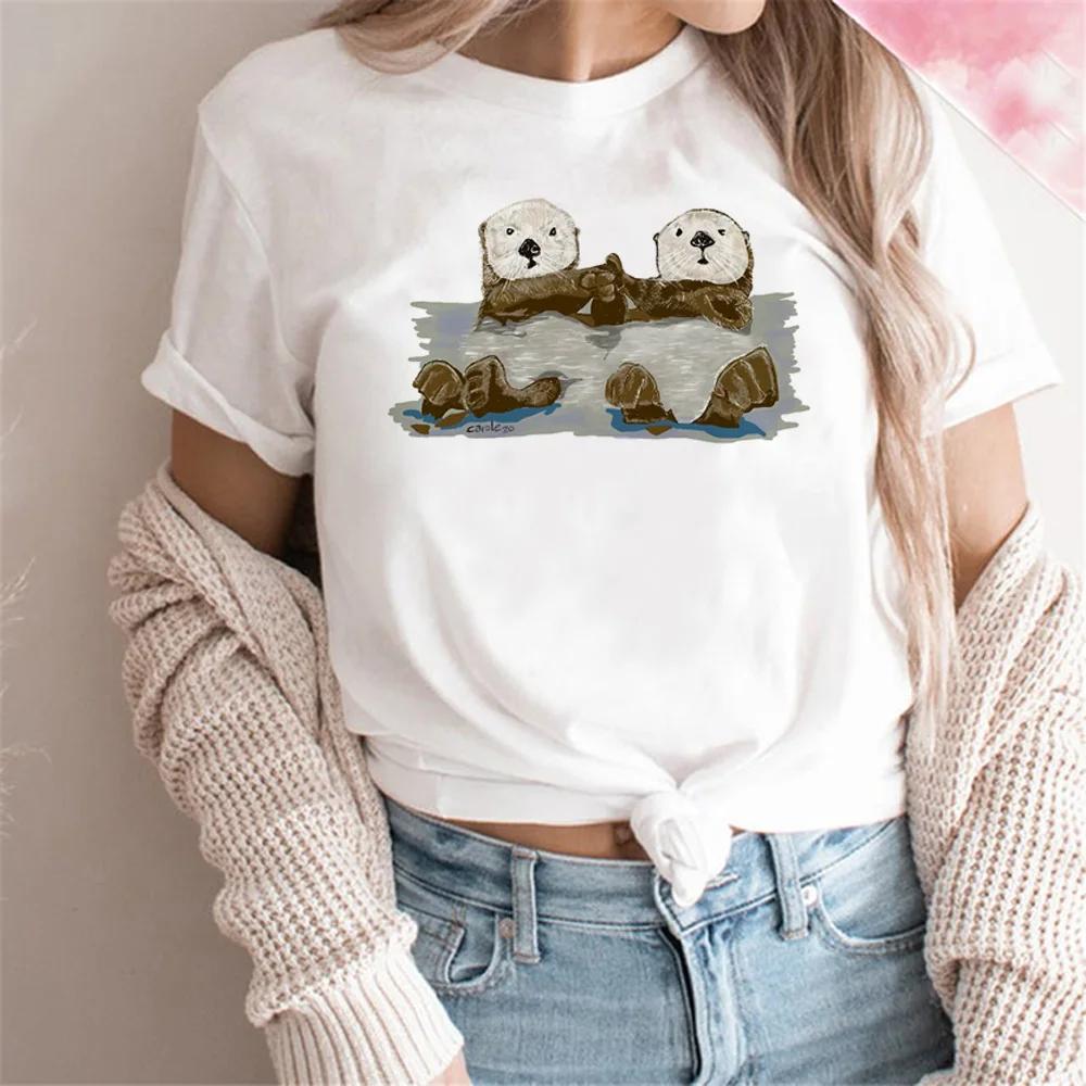 Otter T-shirt Women's T-style Summer Casual Loose Comic Top Girl Anime Clothing
