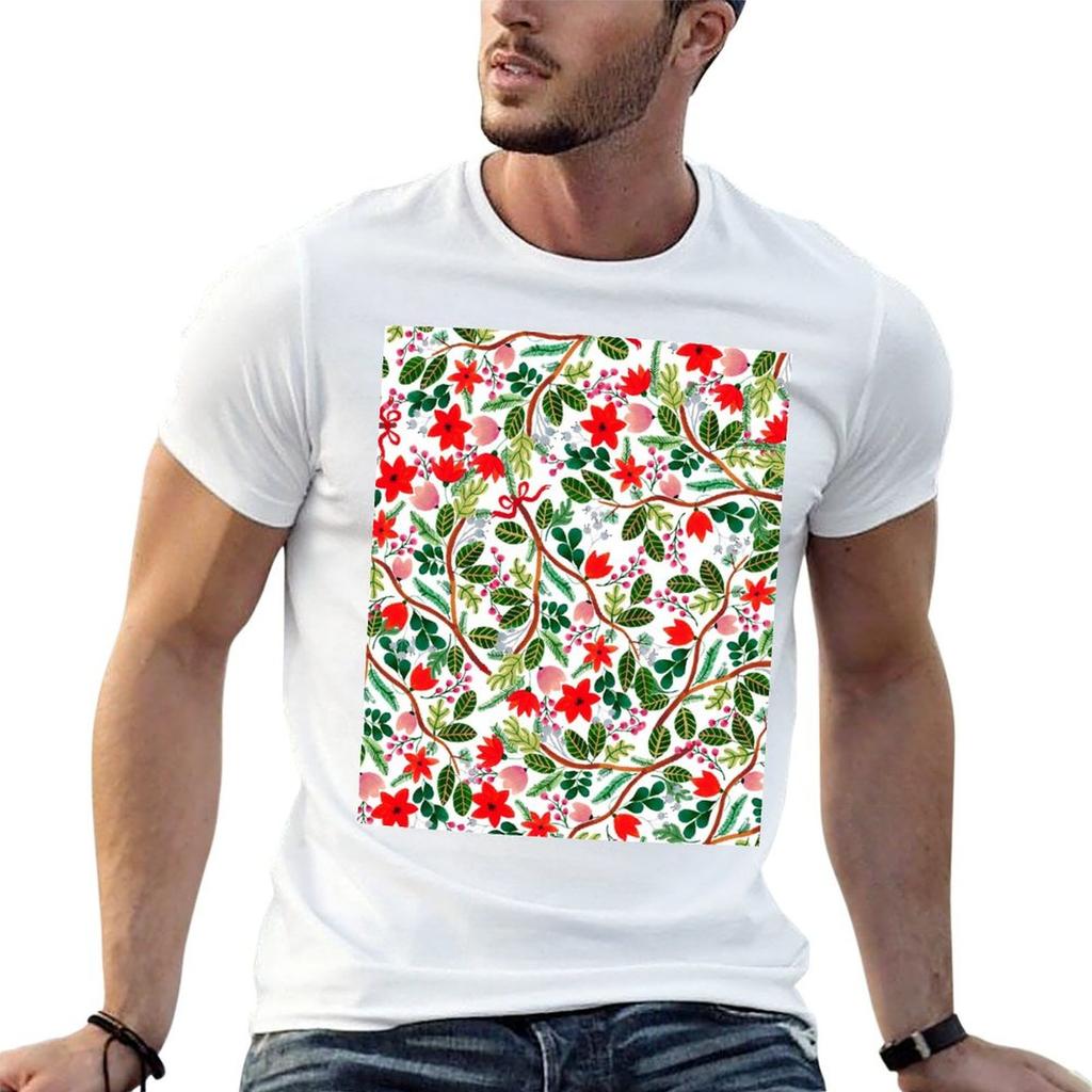 Christmas Floral Pattern TShirt UV Protection Outdoor Tee Shirt