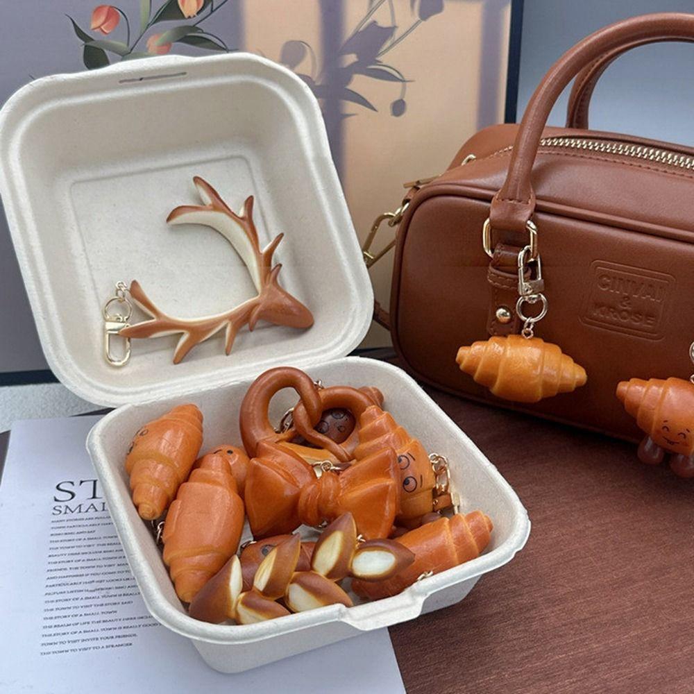 Bagel Simulated Food Key Chain Keyring Croissant Bag Accessory  Backpack Decor