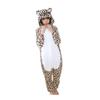 Leopard Kigurumi Pajamas for Adults, Animal Cosplay Costume for Halloween and Christmas, Unisex (L)