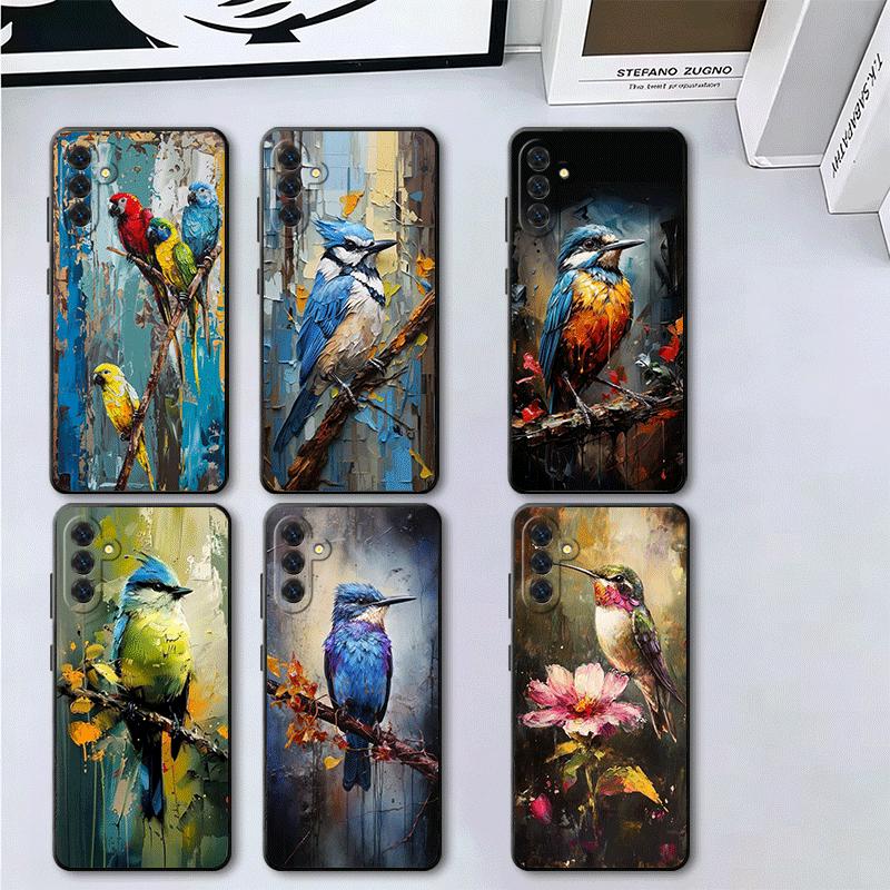 Bird Oil Painting Style Soft Phone Case for Samsung A17 A37 A57 A16 A26 A36 A56 A15 A25 A35 A55 A14 A24 A34 A54 A13 A23 A33 A53