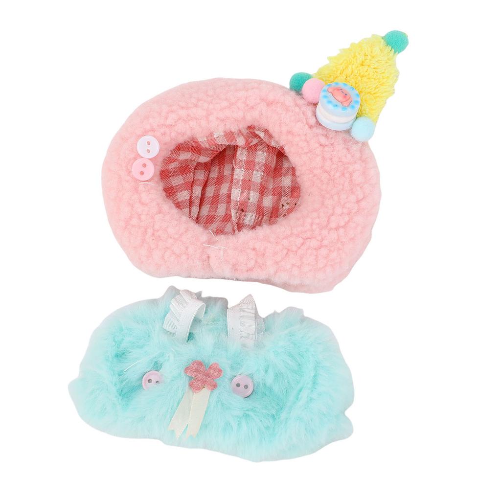 Набор одежды для куклы 17 см Плюшевая ткань из волокна Легко одевать Платье для куклы Наряды Шляпы Аксессуары для одежды