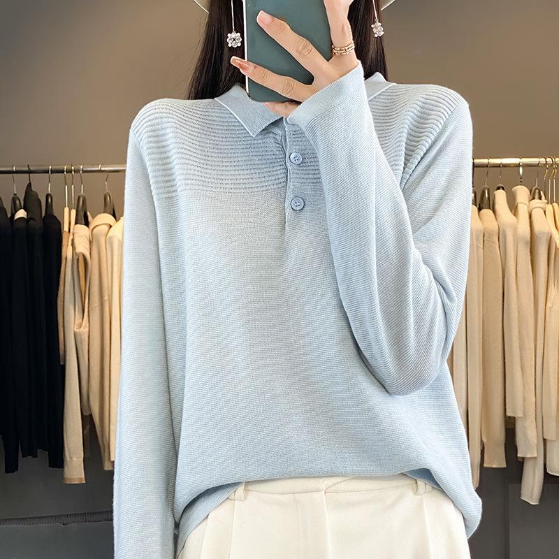 Осенние и зимние женские топы, трикотаж, рубашки поло, трикотаж с длинными рукавами
