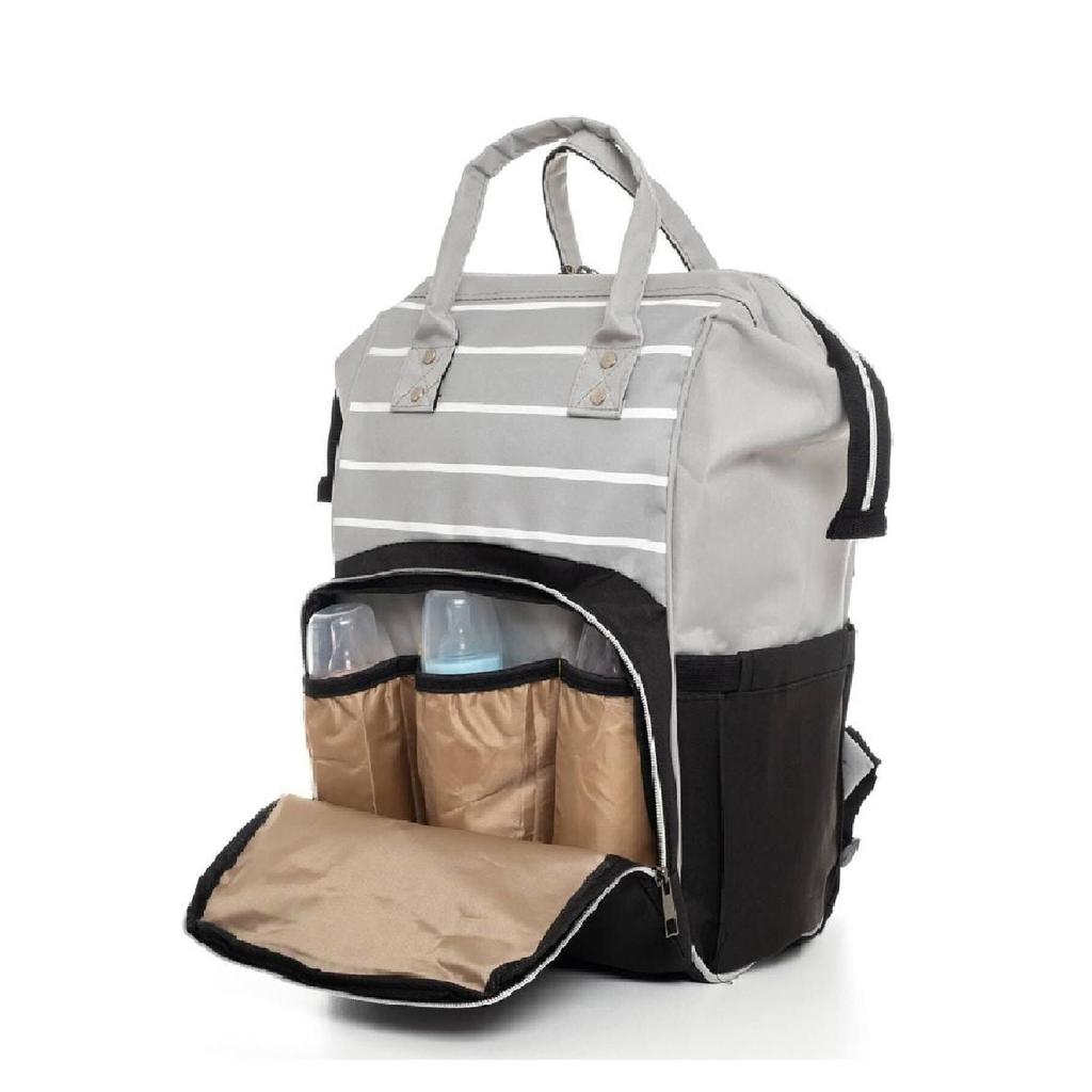 Черно-серый рюкзак для ухода за мамой и ребенком с бутылочкой-термосом, водонепроницаемая коляска с вешалкой