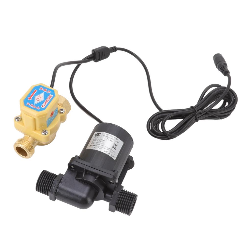 DC Brushless Pump Quiet Solar Water Heater Booster Pump with Flow Switch 6v-24v G1/2 Male Thread