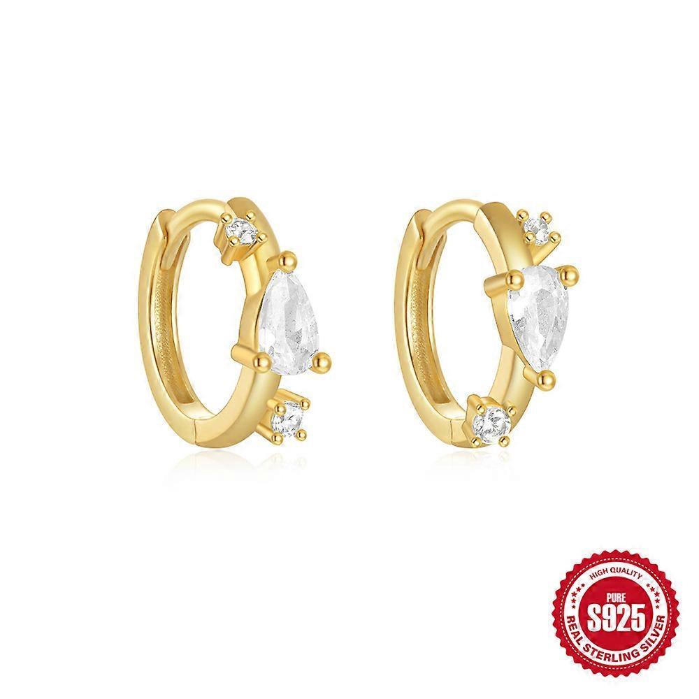 Gold-Teardrop 925 Sterling Silver Fashionable and Simple S925 Sterling Silver Marquise Teardrop Diamond Heart Set with Diamonds Classic Tassel