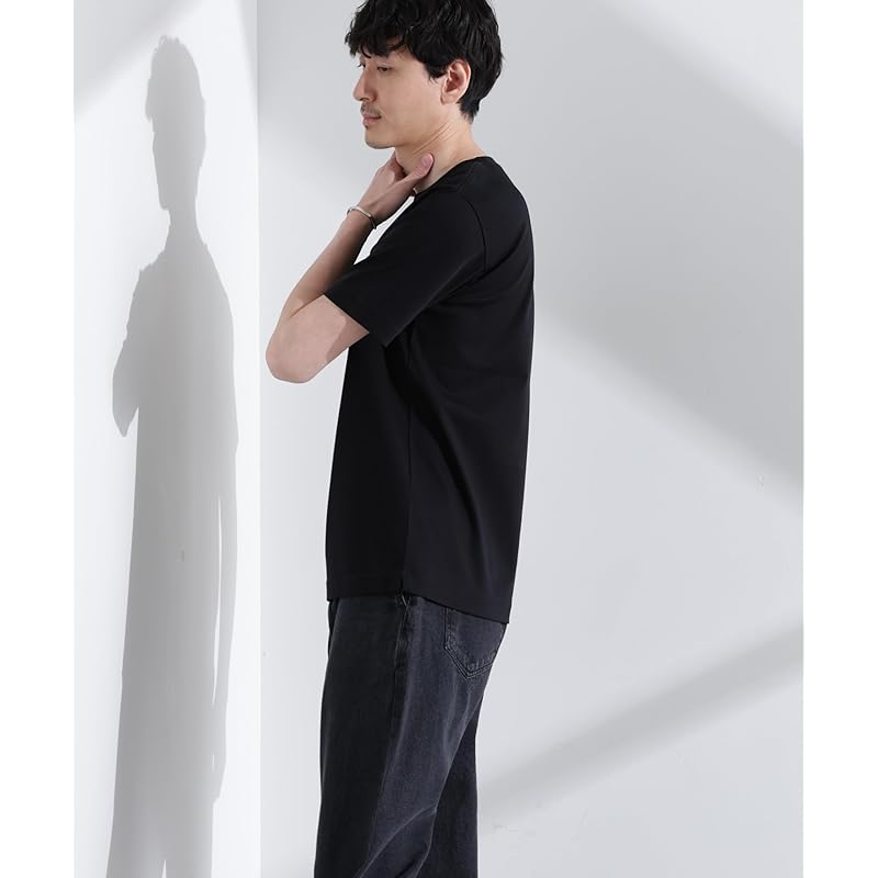 [Nano Universe] футболка с круглым вырезом и коротким рукавом с защитой от запаха, мужская S 010 черная 672-5124202