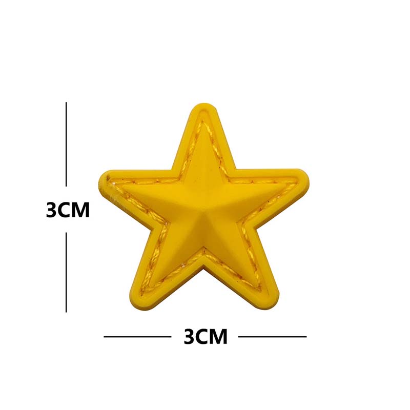 3*3CM/ PVC Rubber Small Star Hook Patches Military Stickers On Backpack,Stars Clothes Applique Embroidery Hook and Loop Patch