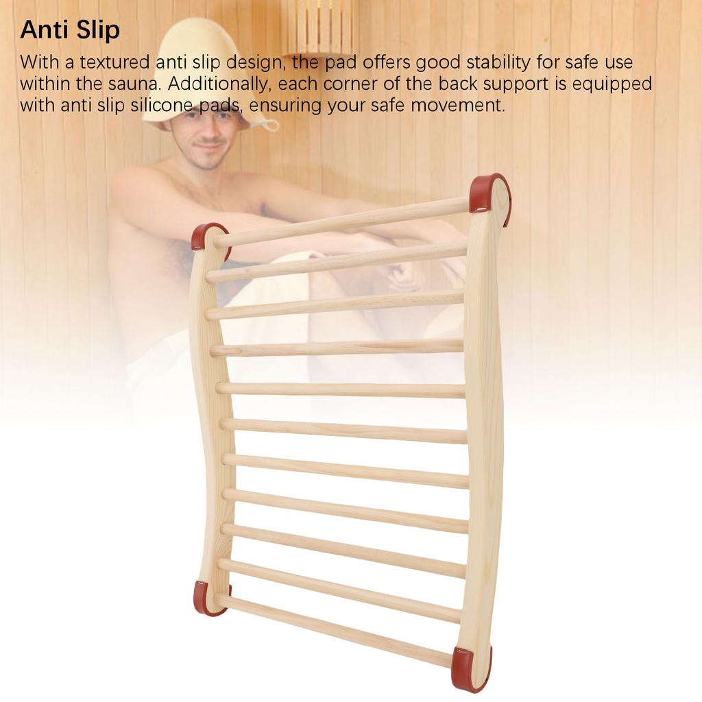 Деревянная спинка для сауны S-образной формы с противоскользящим покрытием, поддержка спины для сауны с подушкой, шапка, тапочки для оборудования сауны