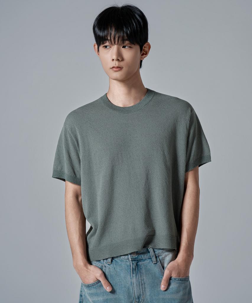 WAAR M1092 Airy Round Knit_Sage Green