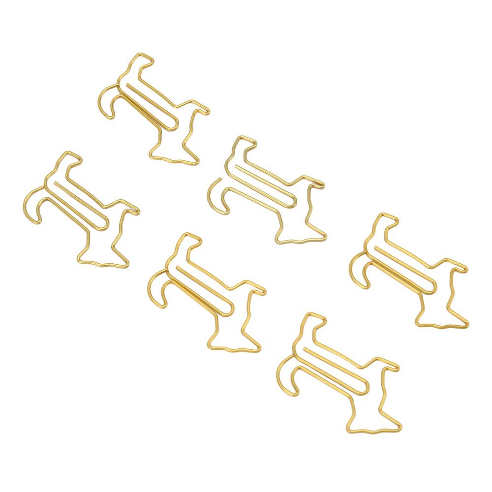 100Pcs Gold/Silver Dog Shape Paper Clips Dog Shape Portable Paper Clips Cute Paper Clips Stationery