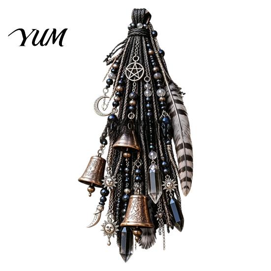 Spiritual Room Aesthetic Decor Witch Door Bell Decoration, Boho Sun Catchers, Retro Wind Chime, Pentagram Star Moon Witchy Gift for Birthday