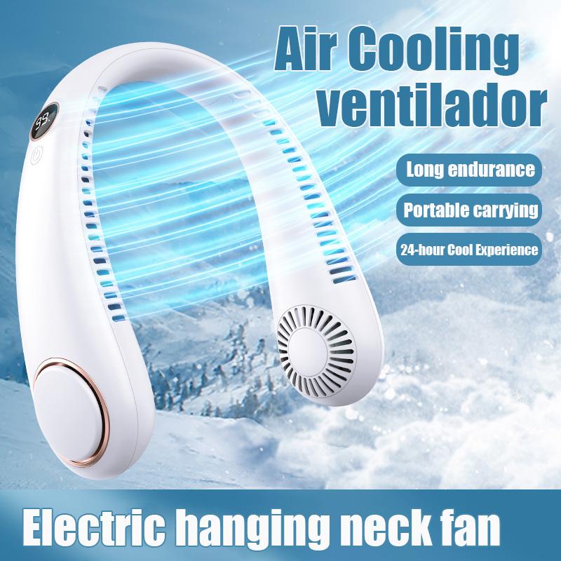 Portable Hanging Neck Fan Digital Display Power Ventilador Bladeless Neckband Fans Air Cooler USB Charging Camping Electric Fan
