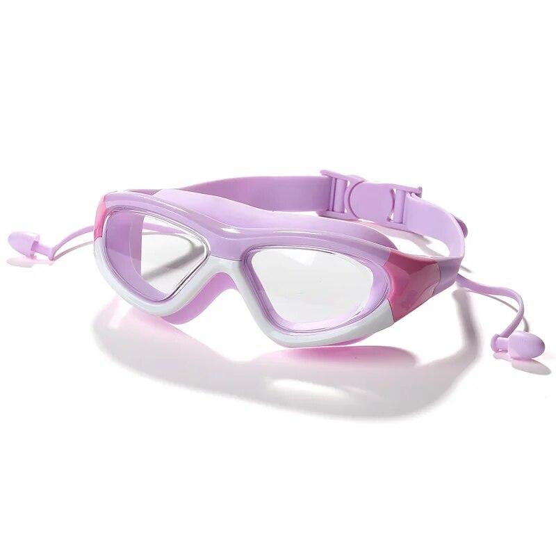 Children's Fashion Swimming Glasses Earplugs Waterproof Anti-fog Big Frame Diving Silicone HD Swimming Glasses