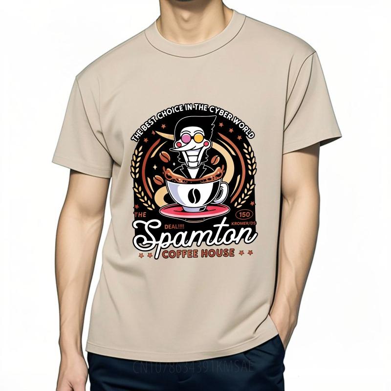 Stylish For Her Summer Tshirt Cyber Coffee Robot Cup Design Logo Short Sleeve Solid Color Oneck For Her Tee Shirt Man Tee Shirt