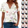 Женская летняя мода повседневная футболка с коротким рукавом и V-образным вырезом
