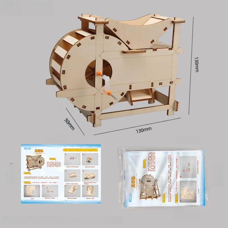 DIY Wooden Winnowing Machine STEM Science Kit 1 Set Physical Experiment Model for School Teaching Kids Hands-on Learning