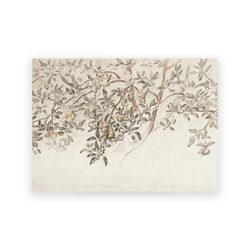 Летний пейзаж Винтажная картина маслом Холст Постер, Весенний Нейтральный Принт для Галерейной Стены, Ретро Зеленый Тон, Настенный Декор Фермерского Дома