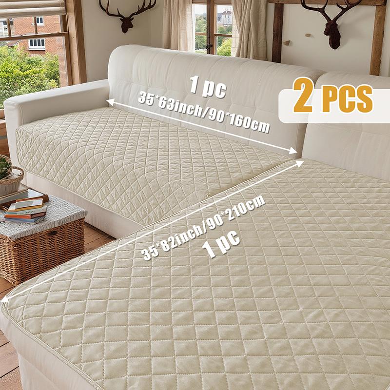 2PCS Waterproof Sofa Cover Non-Slip Sofa Seat Slipcover Anti-dirty Pets Kids Cats Dogs L Couch Mattress Pads Living Room