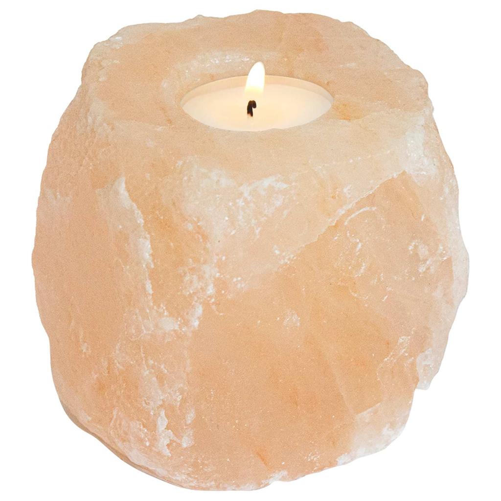 Salt Stone Tea Light Holder Pink Rock Salt