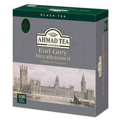Ahmad Tea Чай Эрл Грей без кофеина в пакетиках, в индивидуальной упаковке, 100 пакетиков [Черный чай без кофеина]
