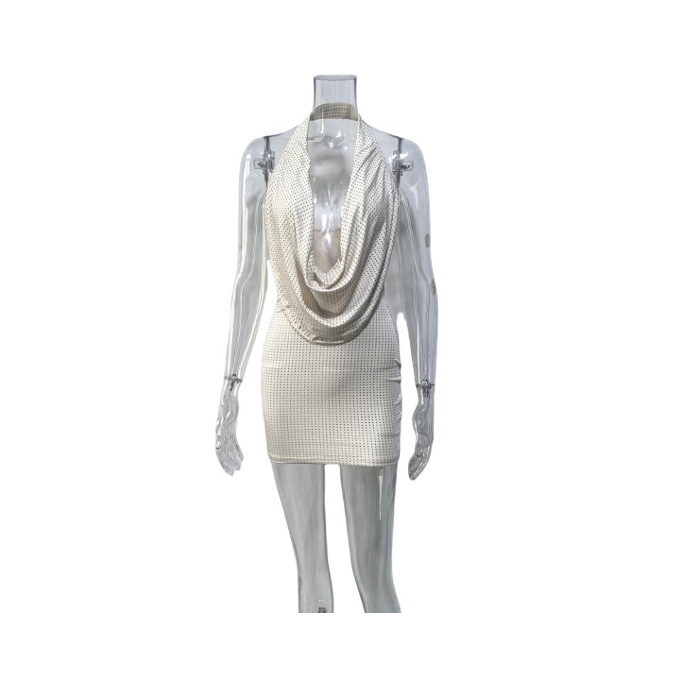 Весна 2025 Сексуальное платье-бодикон с халтером, низким вырезом и открытой спиной для женщин: Европейский и американский стиль