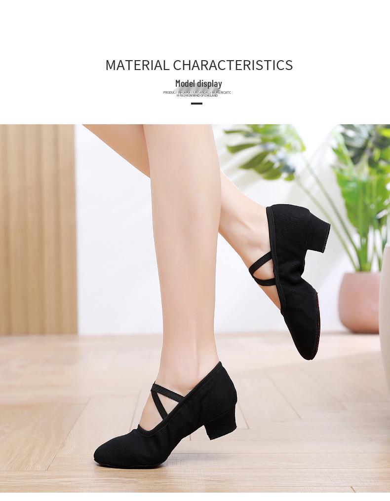 Женские танцевальные туфли без шнурков на каблуке - Мягкая подошва для балета, йоги, танца живота, для взрослых, для преподавателей и практики.