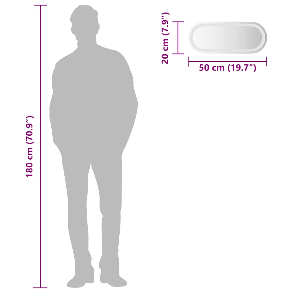 LED Bathroom Mirror 50x20 cm Oval