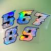 1PC 0 To 9 Arabic Numerals Holographic Carbon Fiber Motorcycle Stickers Waterproof Motorbike Front Fairing Scooter Vinyl Decals