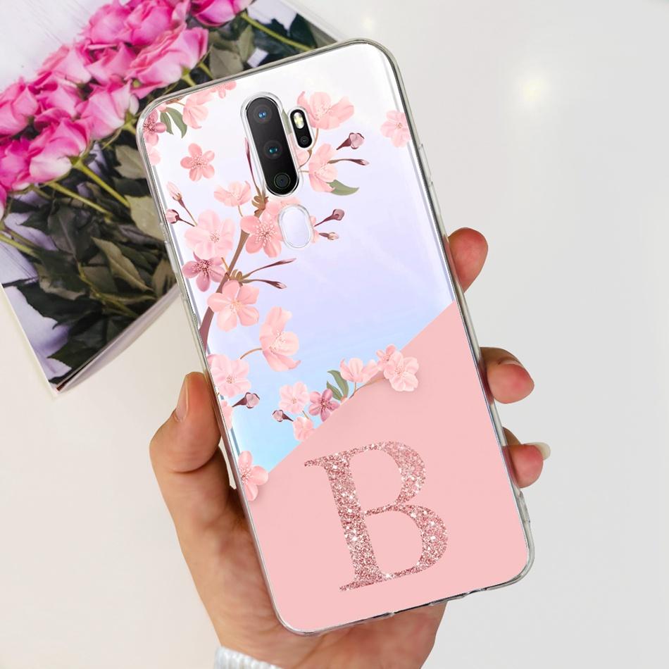 For Oppo A9 (2020) A5 (2020) Case Fashion Letter Soft Silicone TPU Cover For Oppo A9 A5 2020 Transparent Shockproof Phone Bumper