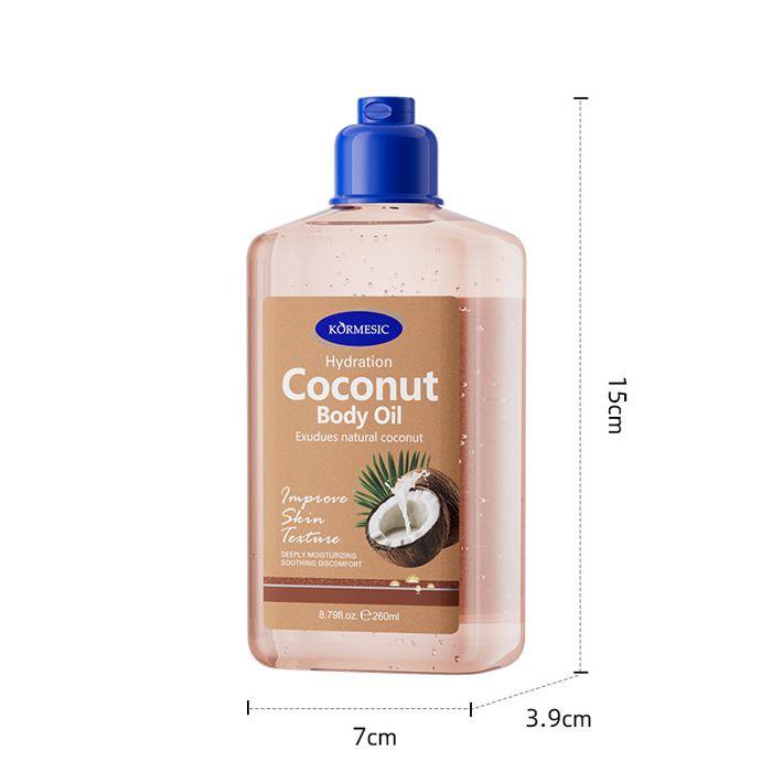 Huile de massage corps - KORMESIC - Noix de coco - Hydratante - Texture légère - Parfum naturel