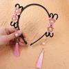 Pearl Flower Tassel Headband Red New Year Headwear Tang Suit Hanfu Wig Headband  Children