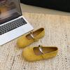 Французский вечерний ветер женские туфли Мэри Джейн 2025 новые нежные металлические пряжки круглая головка внутренняя высота увеличение красивые плоские туфли