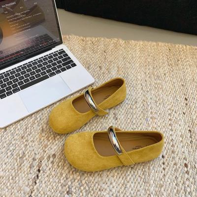 Французский вечерний ветер женские туфли Мэри Джейн 2025 новые нежные металлические пряжки круглая головка внутренняя высота увеличение красивые плоские туфли