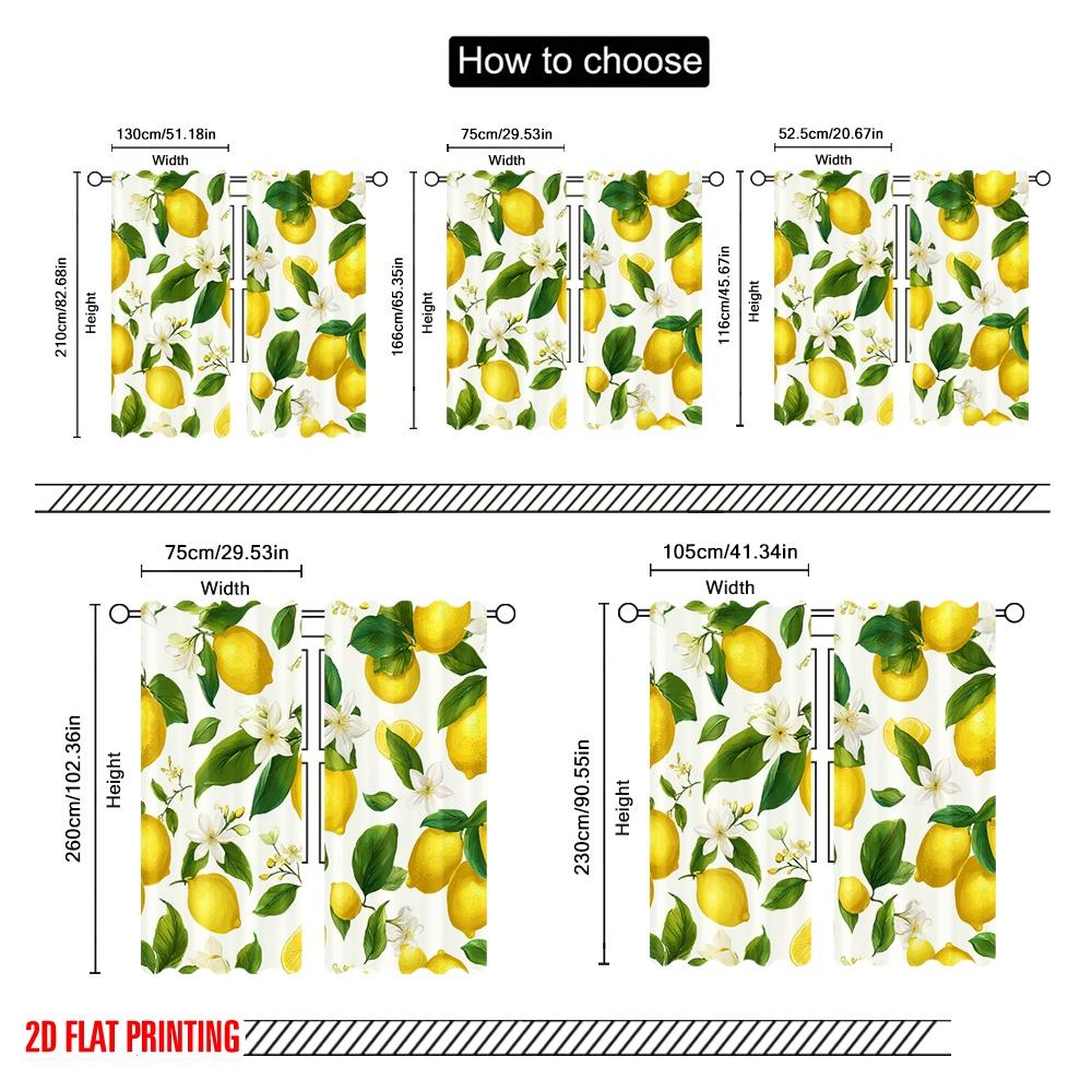 2 шт., 2D печать на плоскости Современные шторы Восторг лимонного цвета Универсальный прочный полиэстер (без удилища) Идеал для всех сезонов