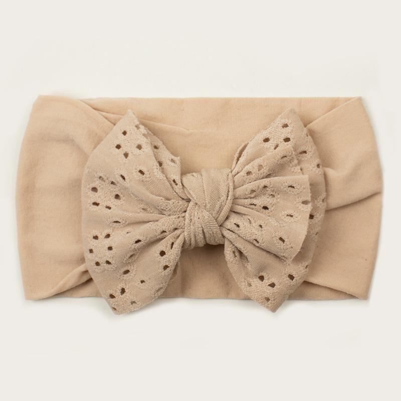 Spring thin baby bow nylon hair accessories, children's soft and comfortable solid color headscarf, baby headband