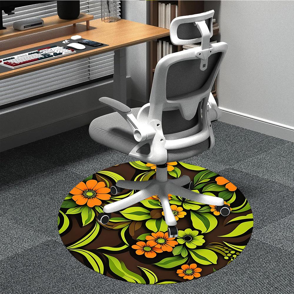 1pc Floral Pattern Office Round Area Rug, For Office, Laundry Room, Bedroom, Living Room, Under Office Chairs, Home Decor, Home Decor, Non-Slip 003